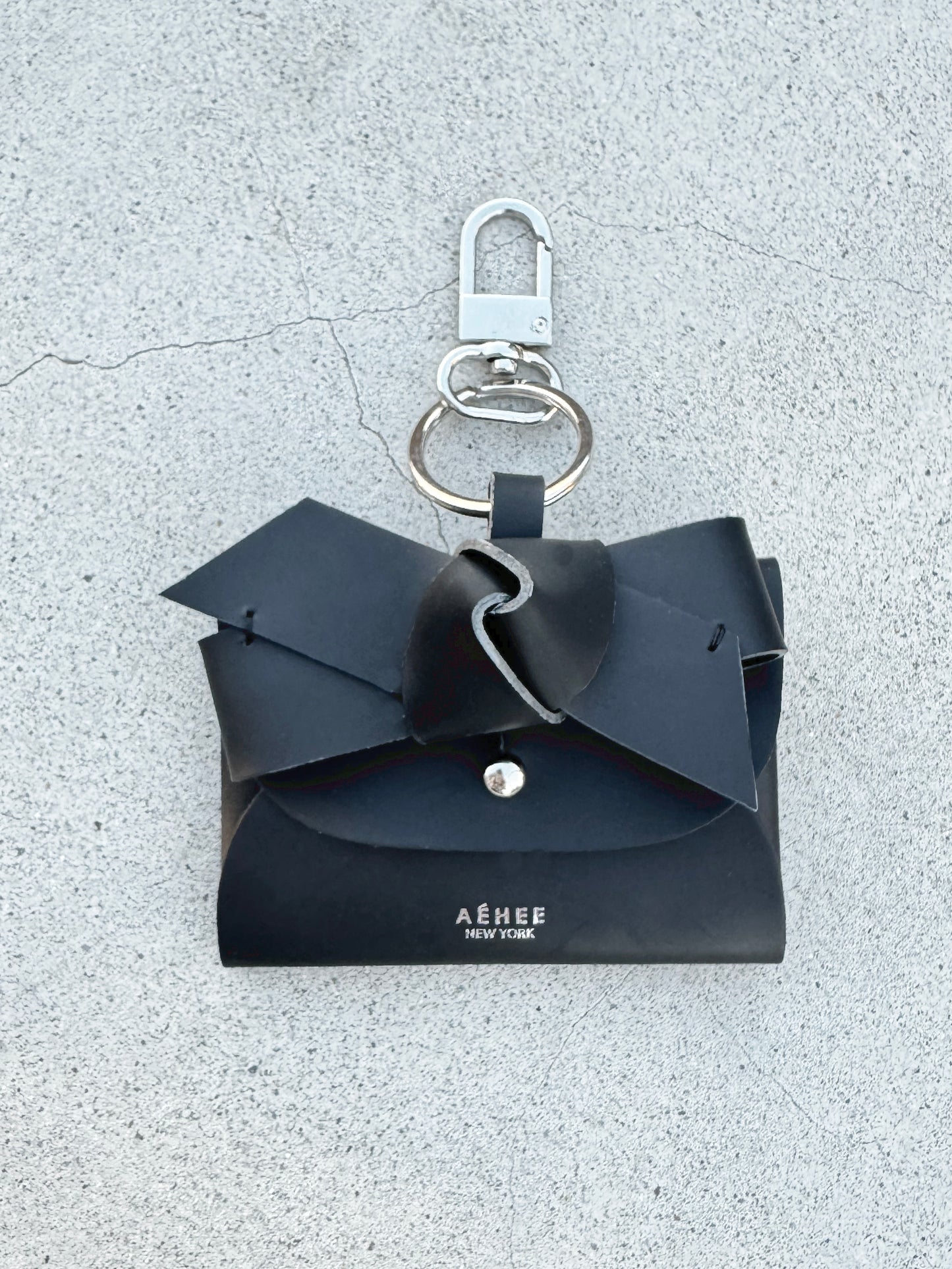 BOW card holder wallet with Shoulder strap - Black
