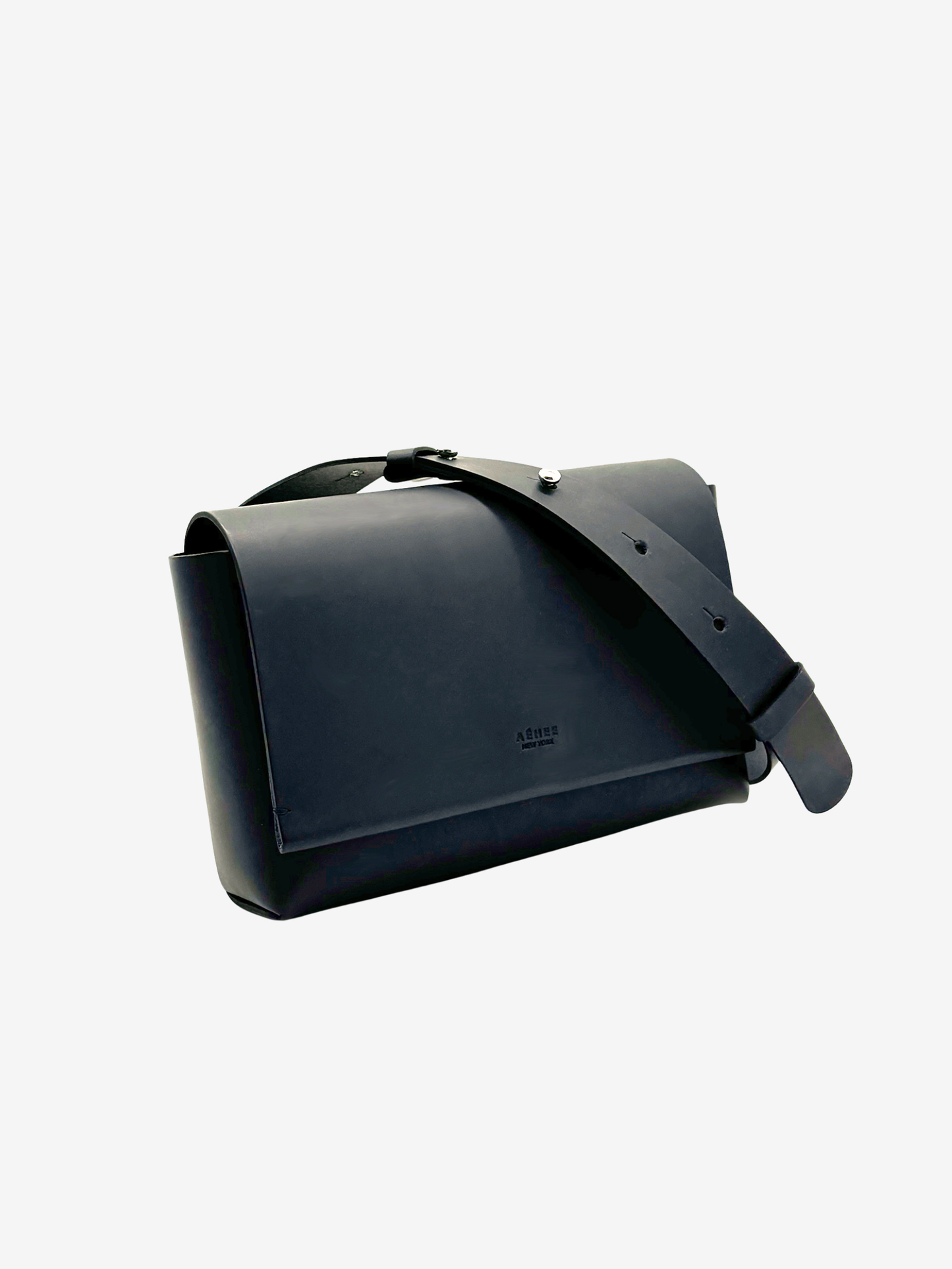 AJ Structured Leather Belt Bag - Black