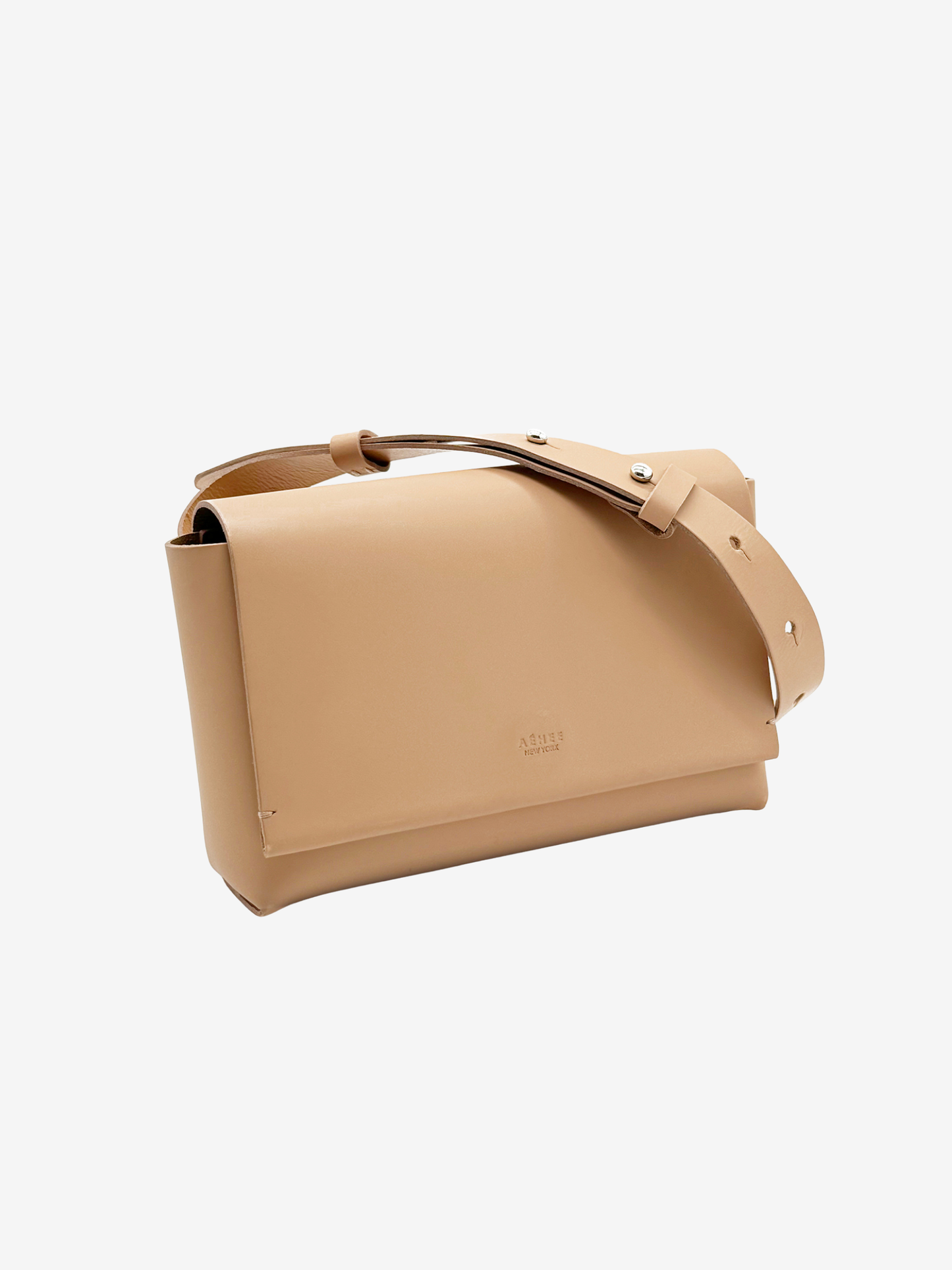AJ Structured Leather Belt Bag - Cashew