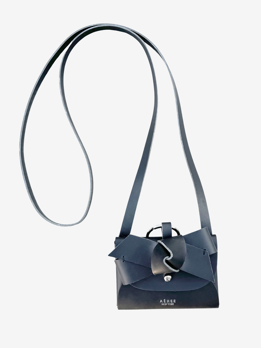 BOW card holder wallet with Shoulder strap - Black