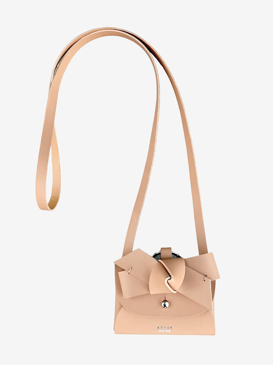 BOW card holder wallet with Shoulder strap - Cashew