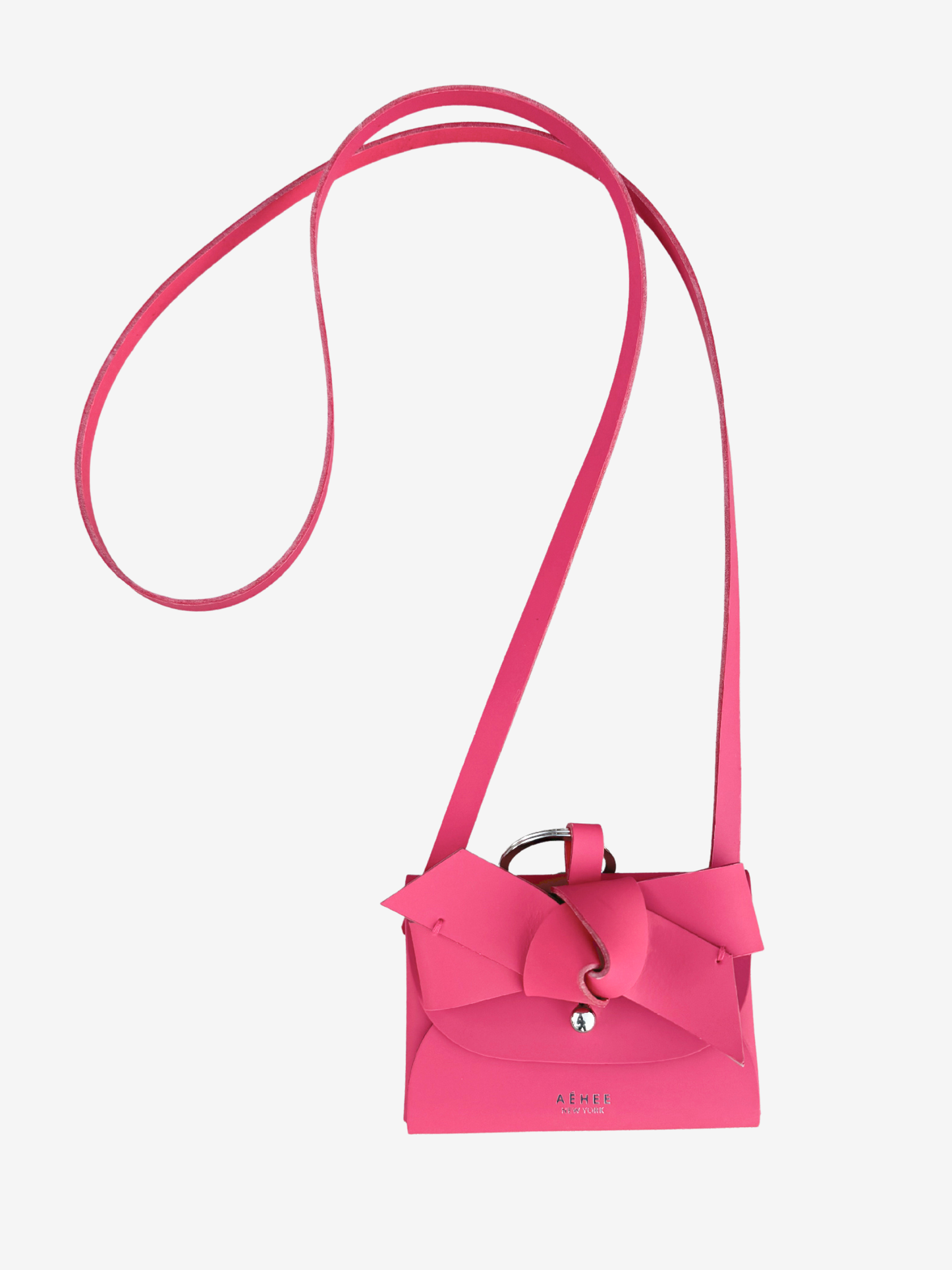 BOW card holder wallet with Shoulder strap - Raspberry Red