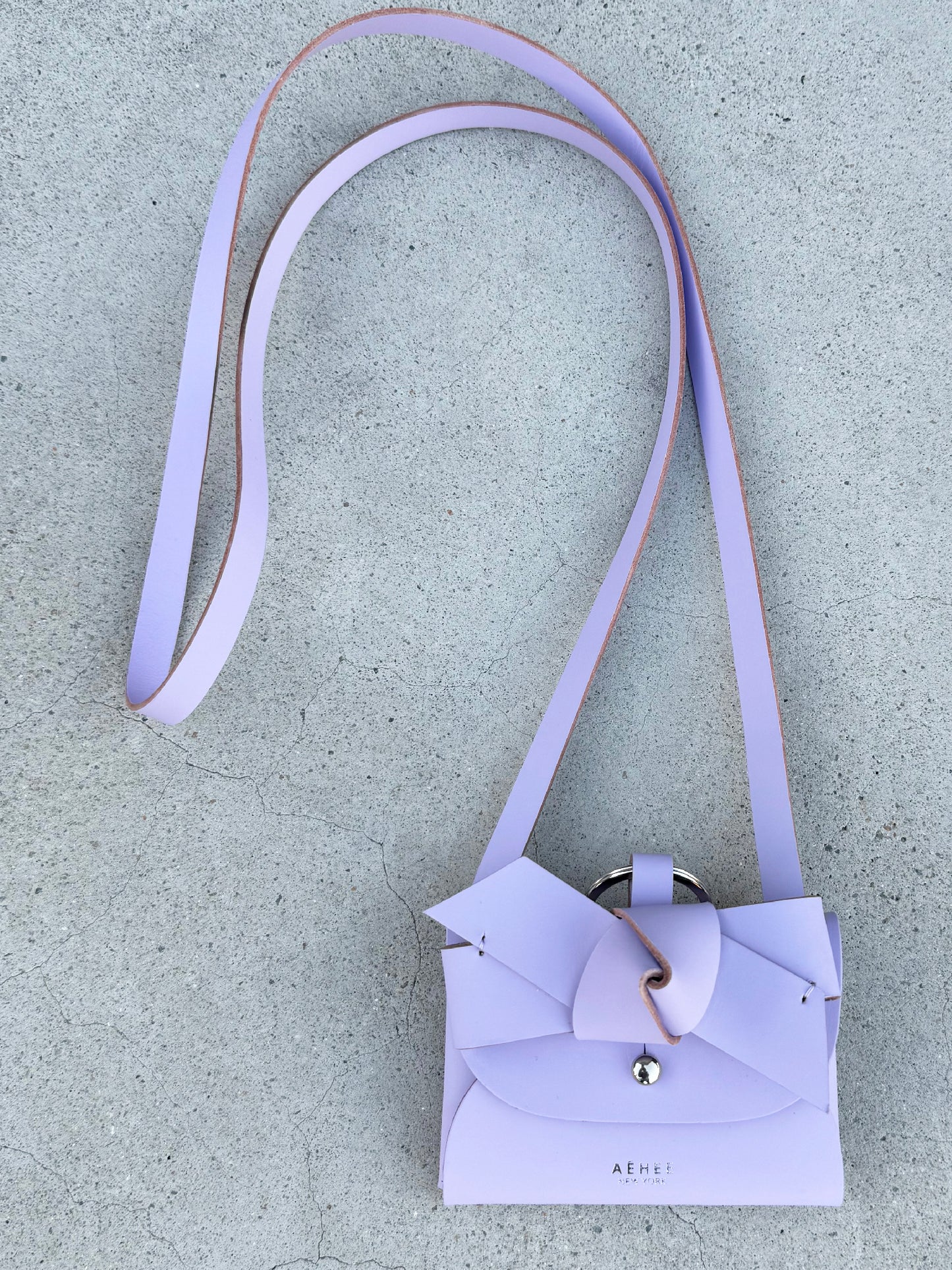 BOW card holder wallet with Shoulder strap - Lavender