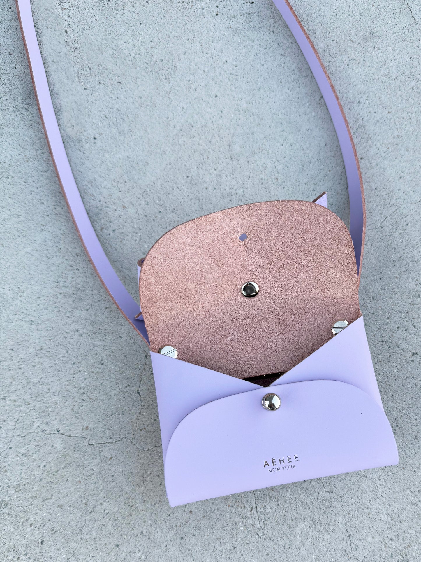 BOW card holder wallet with Shoulder strap - Lavender